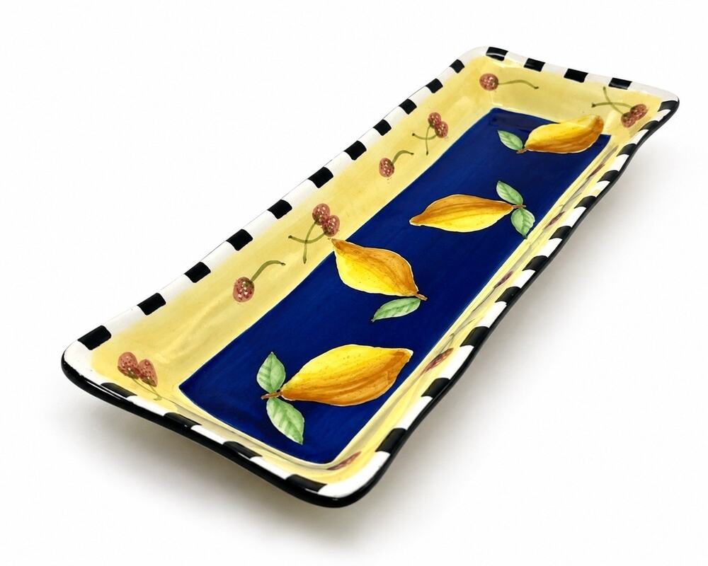 Gump’s Hand Painted Lemon Strawberry Serving Platter 17.5” Ceramic